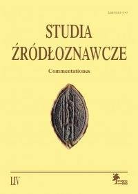 Studia Źródłoznawcze. Tom LIV - okładka książki