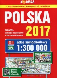 Atlas samochodowy Polska 2017 1:300 - zdjęcie reprintu, mapy