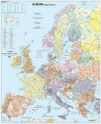 Mapa ścienna europa kody pocztowe - zdjęcie reprintu, mapy