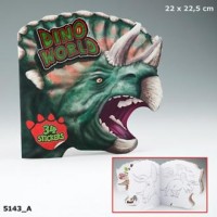 Kolorowanka z naklejkami Dino World - okładka książki
