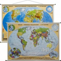 Świat mapa ścienna dwustronna fizyczno-polityczna - okładka książki