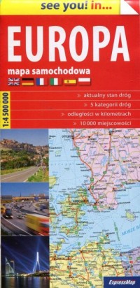 Europa mapa samochodowa 1:4 500 - okładka książki