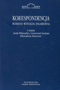 Korespondencja Romana Witolda Ingardena. - okładka książki