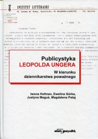 Publicystyka Leopolda Ungera. w - okładka książki