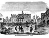 Ruiny Ratusza Kieleckiego po pożarze - zdjęcie reprintu, mapy