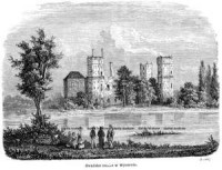 Zwaliska zamku w Wyszynie - zdjęcie reprintu, mapy