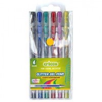 Długopisy żelowe brokatowe 6 kolorów - zdjęcie produktu