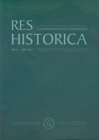 Res Historica 31. Czasopismo Instytutu - okładka książki