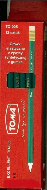 Ołówki elastyczne HB z gumką (12szt) - zdjęcie produktu