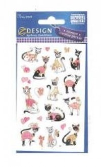 Naklejki papierowe - różowe koty - zdjęcie produktu