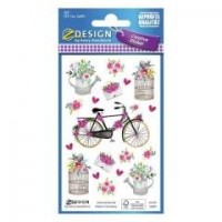Naklejki papierowe - Kwiaty, rower - zdjęcie produktu