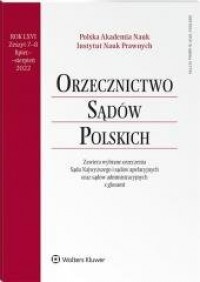 Orzecznictwo Sądów Polskich 7-8/2022 - okładka książki