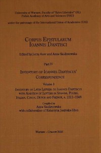 Corpus Epistularum Ioannis Dantisci - okładka książki