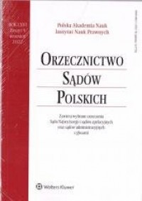 Orzecznictwo Sądów Polskich 9/2022 - okładka książki