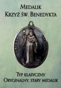 Medalik Krzyż św. Benedykta. Typ - okładka książki