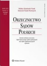 Orzecznictwo Sądów Polskich 11/2022 - okładka książki