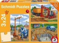 Puzzle 3x24 Uwaga! Roboty budowlane - zdjęcie zabawki, gry