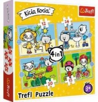 Puzzle 4w1 Dzień Kici Koci TREFL - zdjęcie zabawki, gry
