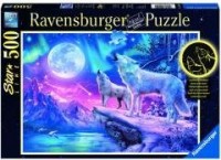 Puzzle 500 Świecące - Wilk w zorzy - zdjęcie zabawki, gry