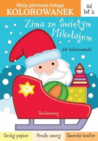 Zima ze Świętym Mikołajem 64 kolorowanki - okładka książki