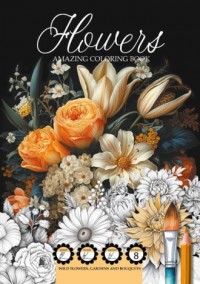 Kolorowanka A4 8 obrazków Flowers - okładka książki