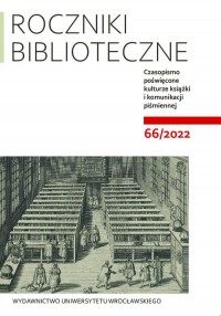 Roczniki Biblioteczne LXVI 66/2022. - okładka książki