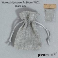 Woreczki jutowe szare 7x10cm 6szt - zdjęcie produktu