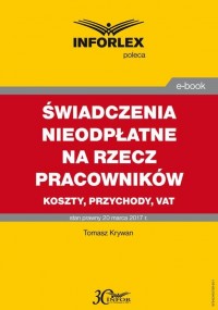 Świadczenia nieodpłatne na rzecz - okłakda ebooka