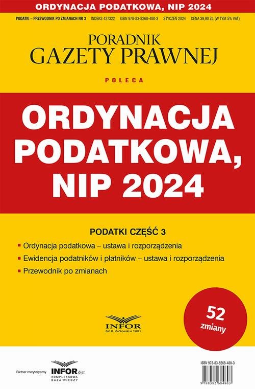 Ordynacja Podatkowa NIP 2024 Podatki - okłakda ebooka