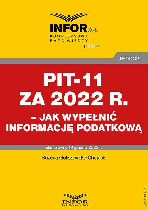 PIT-11 za 2022 r. – jak wypełnić - okłakda ebooka