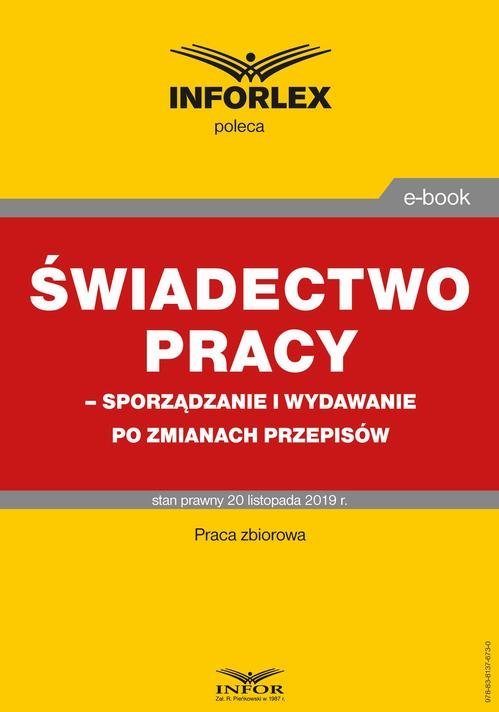 Świadectwo pracy – sporządzanie - okłakda ebooka