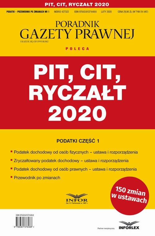 PIT CIT Ryczałt 2020. Podatki - - okłakda ebooka