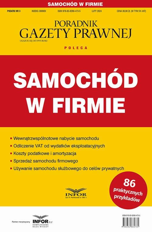 Samochód w firmie Podatki 3/2024 - okłakda ebooka