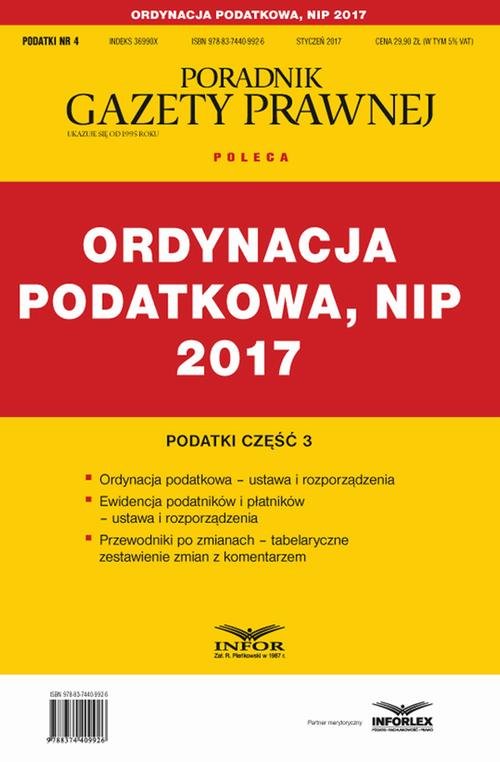 Ordynacja podatkowa, NIP 2017 - okłakda ebooka