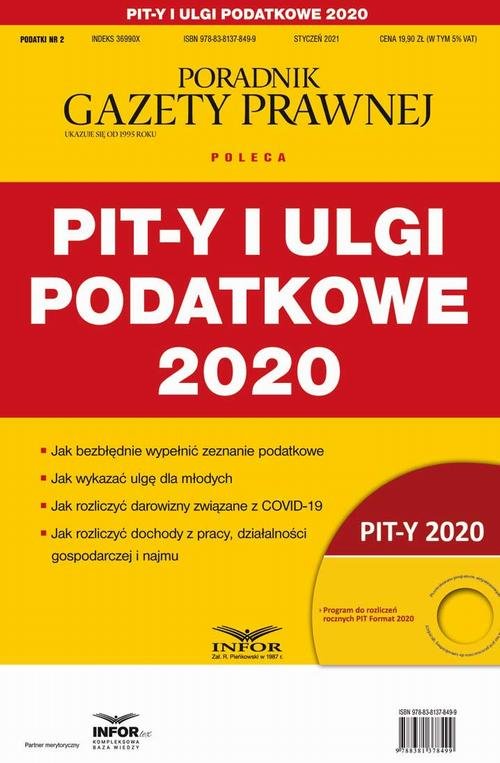 PIT-y i ulgi podatkowe 2020 - okłakda ebooka