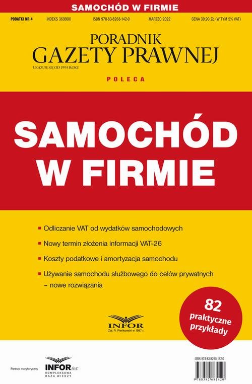 Samochód w firmie. Podatki 4/2022 - okłakda ebooka