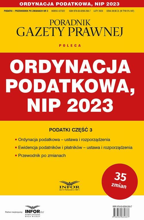 Ordynacja podatkowa NIP 2023. Podatki-Przewodnik - okłakda ebooka
