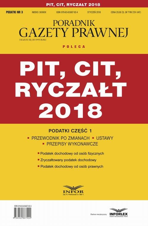 PIT, CIT, ryczałt 2018. Podatki - okłakda ebooka