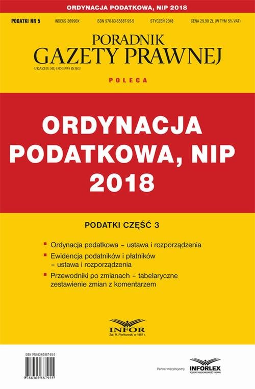 Ordynacja podatkowa, NIP 2018. - okłakda ebooka