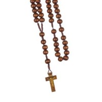 dewocjonalia - Różaniec drewniany na sznurku kulka BRĄZOWA Jasna B.DUŻA (12mm)