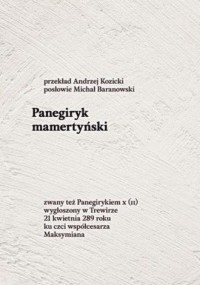 okładka książki - Panegiryk mamertyński