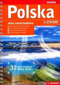 Polska (atlas samochodowy na spirali, - zdjęcie reprintu, mapy