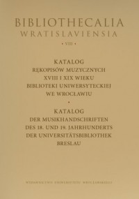 Katalog rękopisów muzycznych XVIII - okładka książki