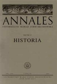 Annales UMCS, sec. F (Historia), - okładka książki