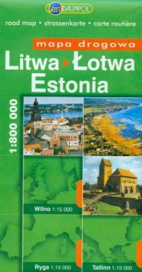 Litwa, Łotwa, Estonia (mapa drogowa - zdjęcie reprintu, mapy