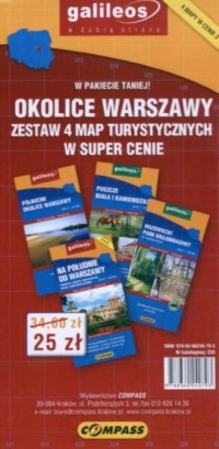 Okolice Warszawy. Zestaw 4 map - zdjęcie reprintu, mapy