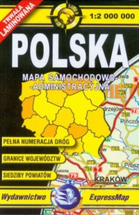 Polska. Mapa Samochodowo - Administracyjna - zdjęcie reprintu, mapy