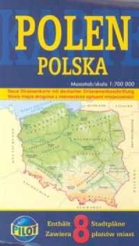Polen / Polska (mapa drogowa 1:700 - zdjęcie reprintu, mapy